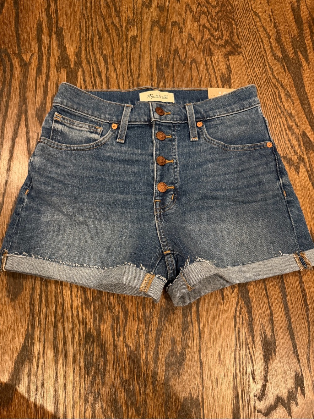 NWT Madewell Button-Front High-Rise Denim Shorts 25